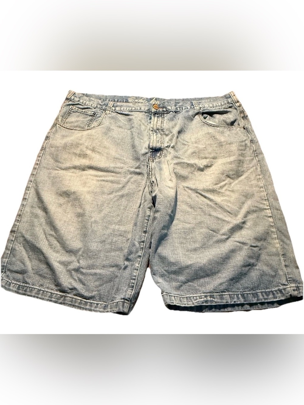 Faded Glory Men's Safari Denim Cargo Shorts Blue Vintage Light Wash Size 48